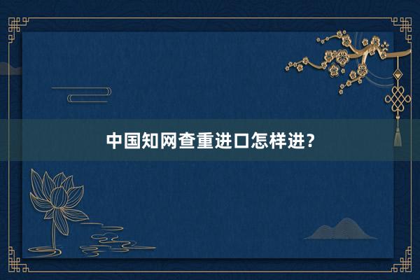 中国知网查重进口怎样进？